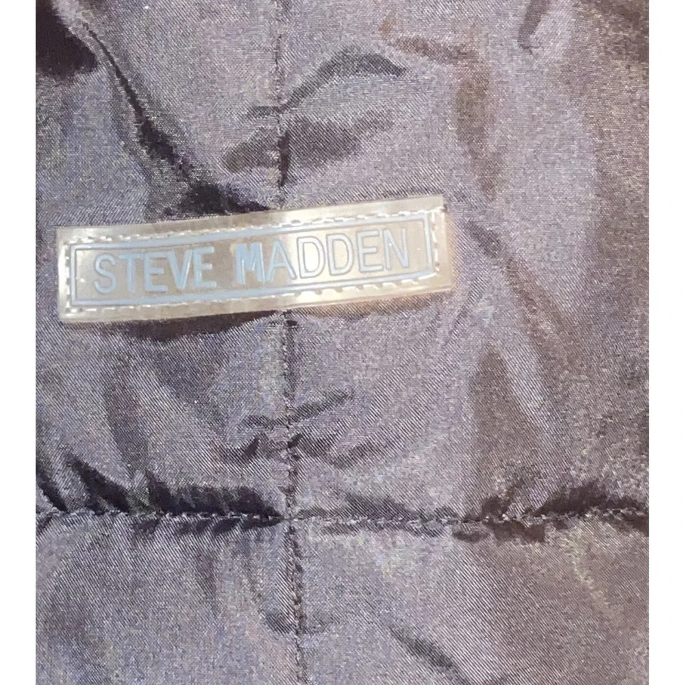 Steve Madden Juniors Puffer Coat Down Nylon Winter Black Logo Warm Girls Sz XL